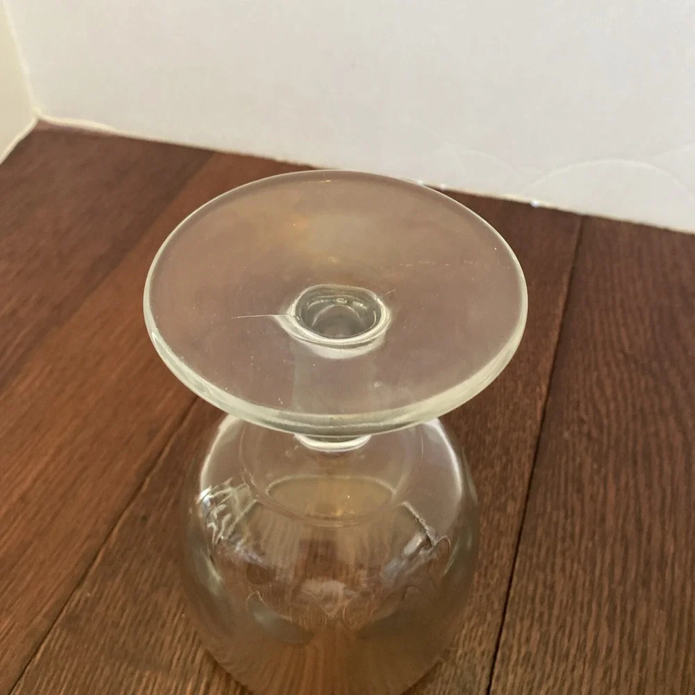 Vintage Clear Glass Thumbprint Goblet Schooners Thick‎ Glass Wide Base